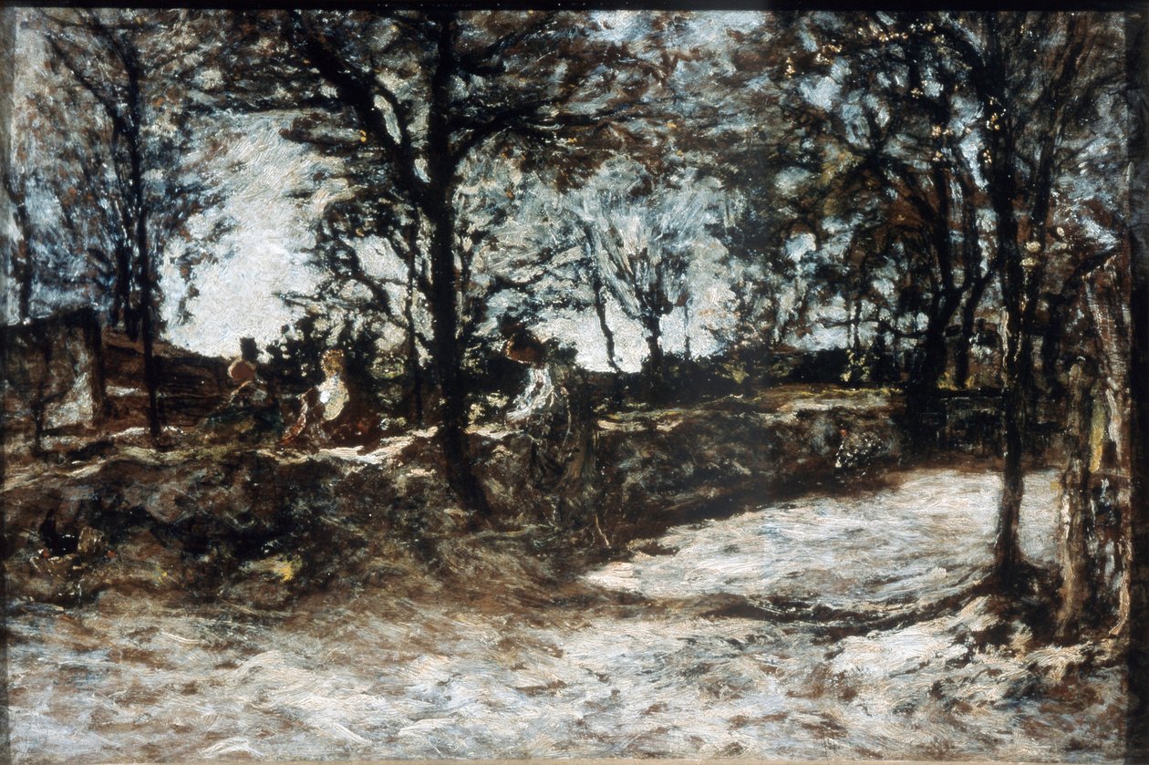Landskab. Fontainebleau, 1800-tallet. af Adolphe Joseph Thomas Monticelli