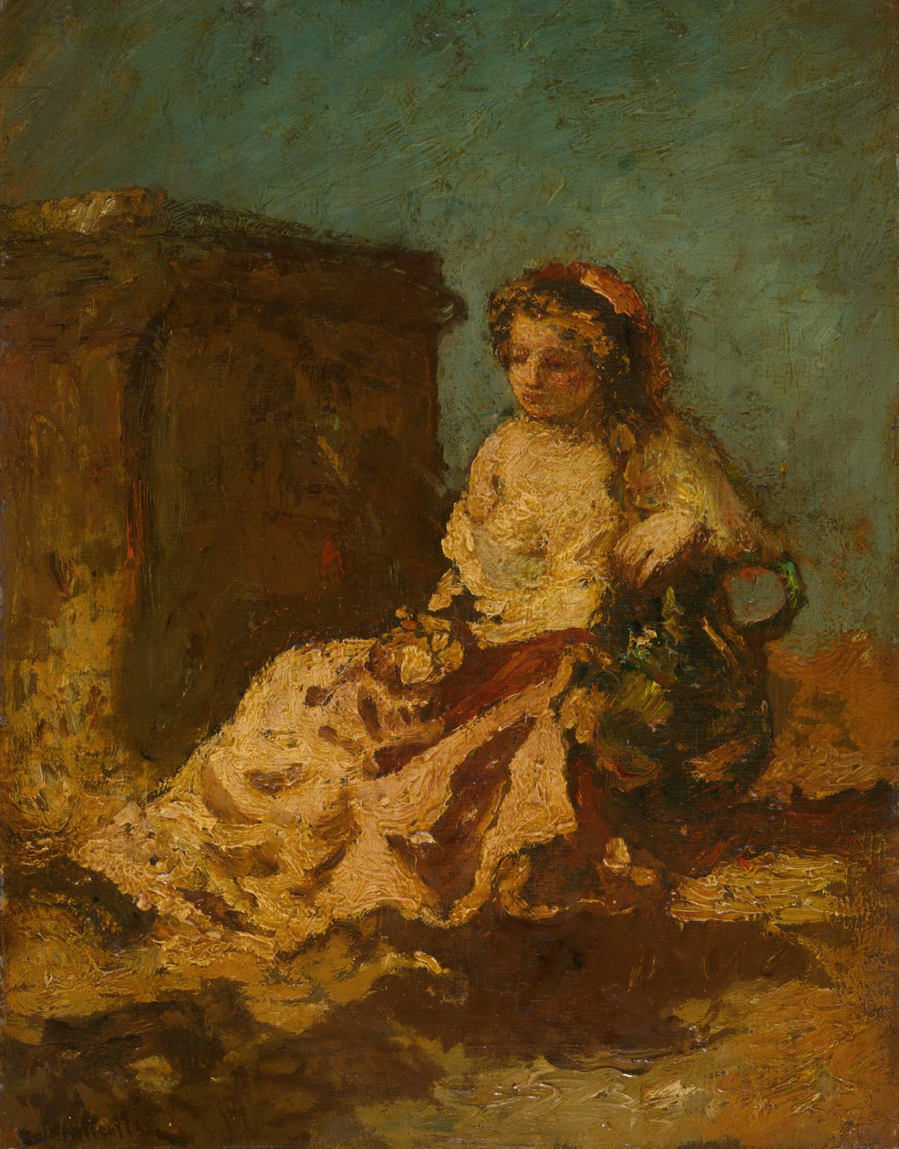 Meditations siddende kvinde, ca. 187879. af Adolphe Monticelli