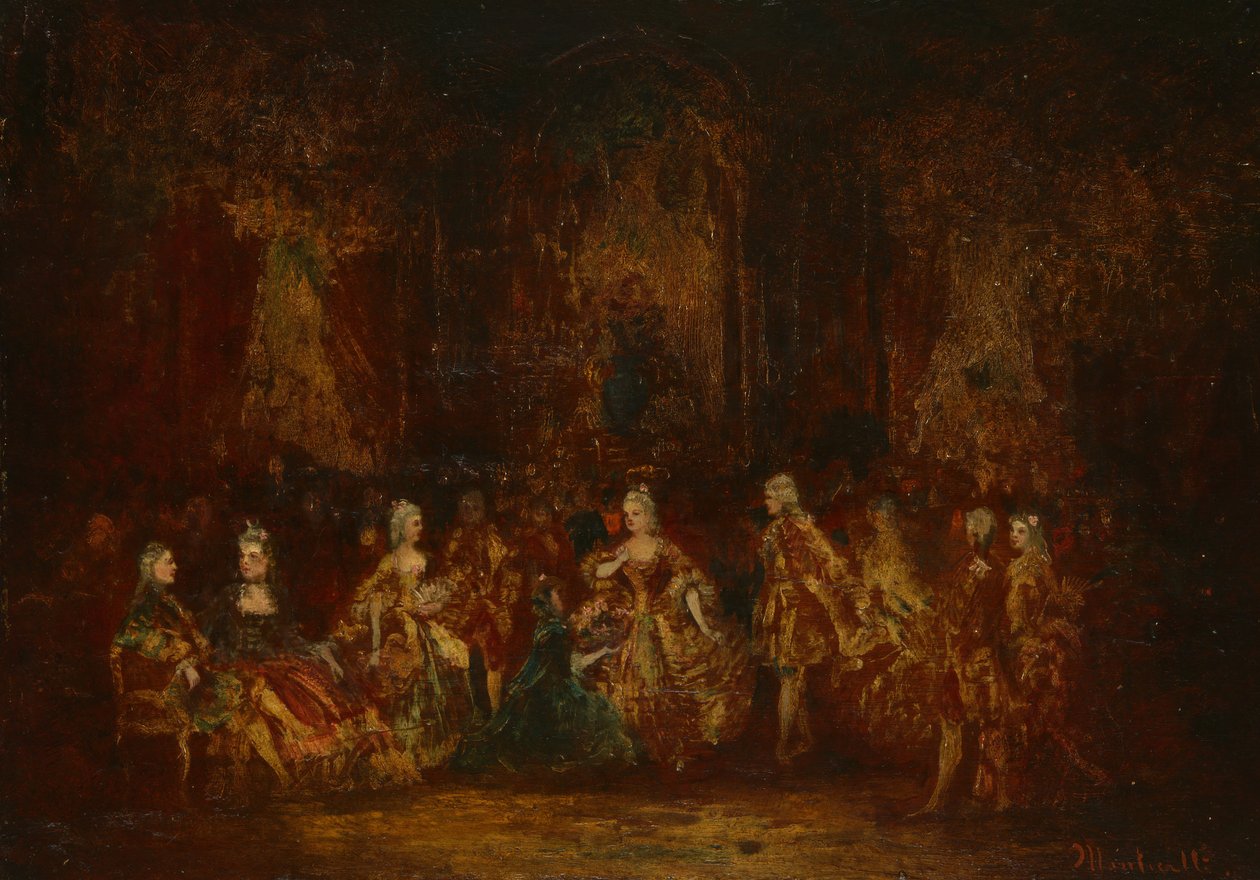 Personer i Louis XV kostumer, ca. 1880. af Adolphe Monticelli