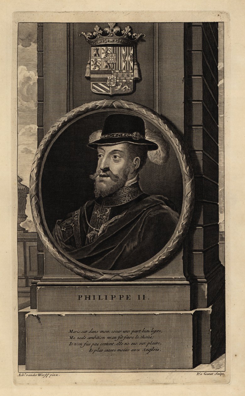 Filip II (1527-1598) (stik) af Adriaan van der (after) Werff