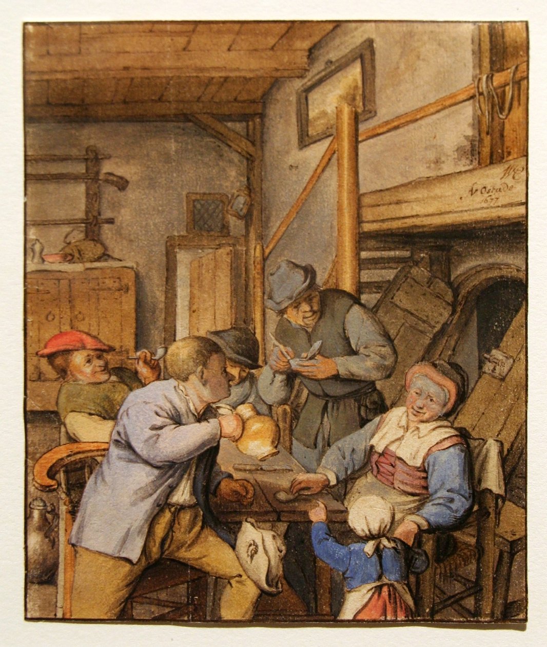Bønder ved et bord i en kro af Adriaen Jansz. van Ostade
