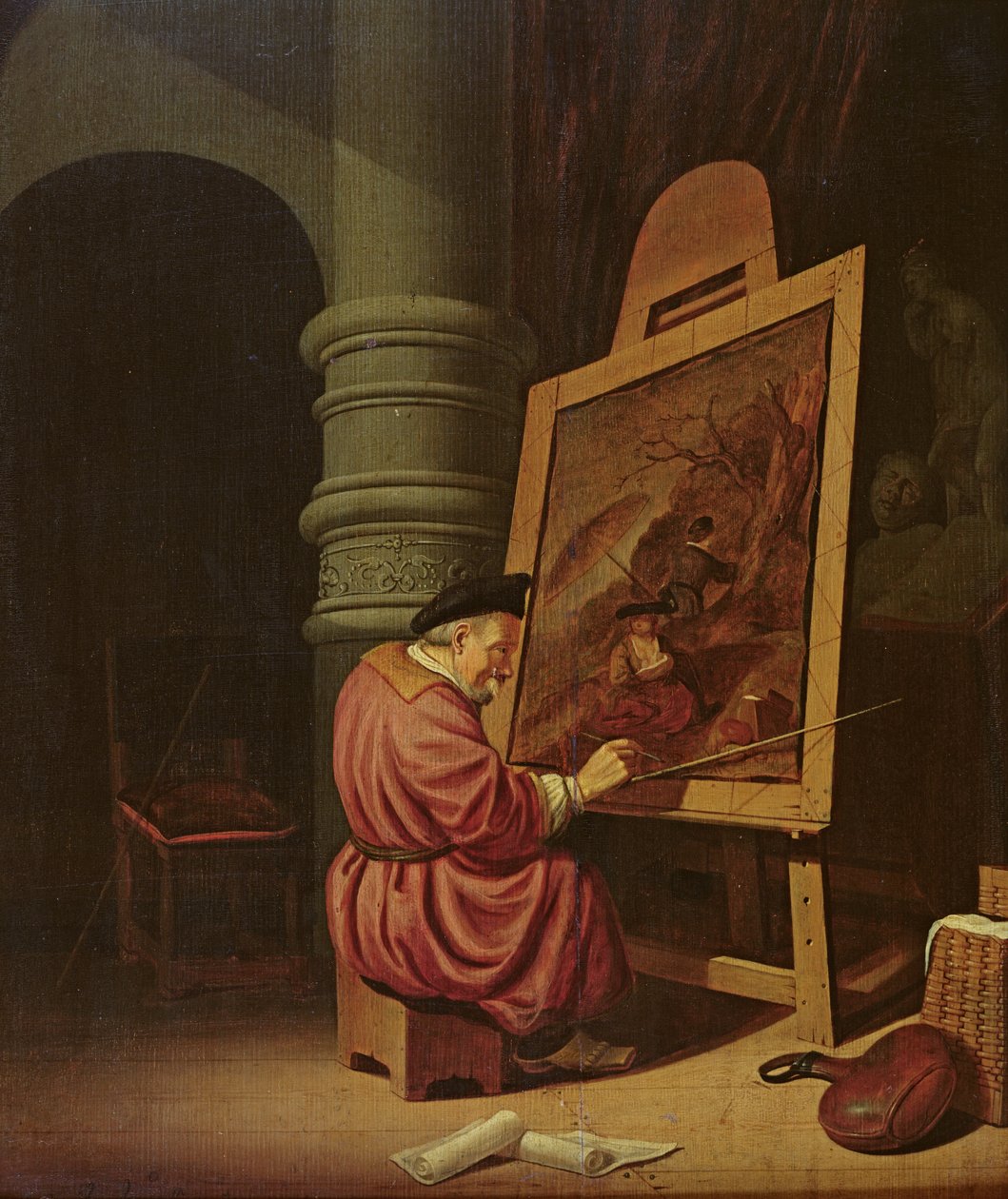 Interiør af et atelier eller en maler i sit atelier, 1649 af Adriaen van Gaesbeeck
