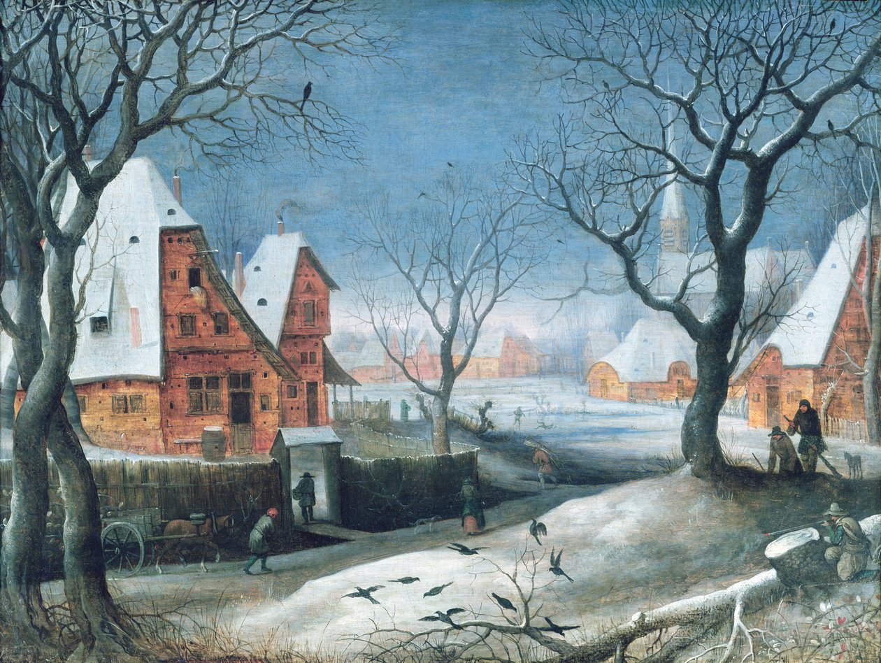 Vinterlandskab med fuglefugle af Adriaen van Stalbemt