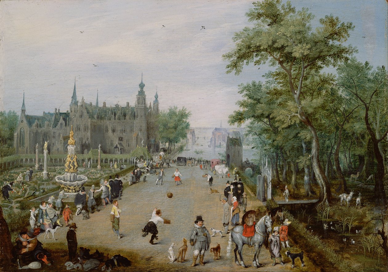 En Jeu de Paume før et landpalads af Adriaen van de Venne