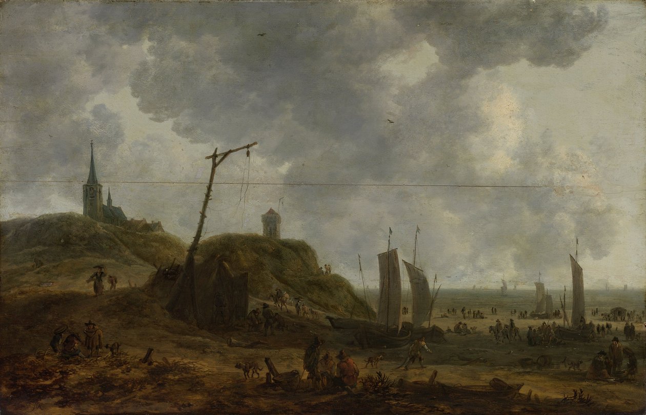 Strand ved Katwijk af Adriaen van der Cabel
