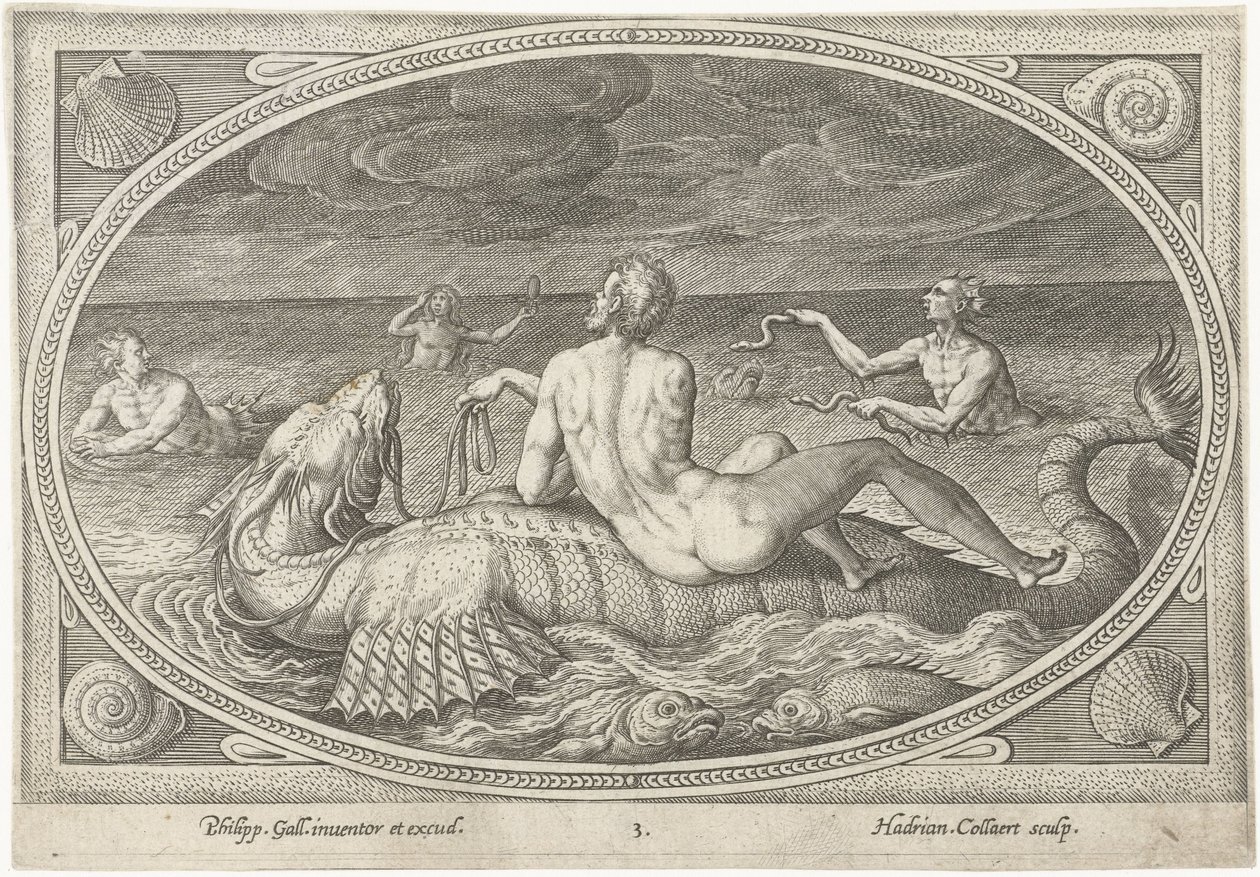 Acis på en fisk Sea Gods (serietitel) af Adriaen Collaert