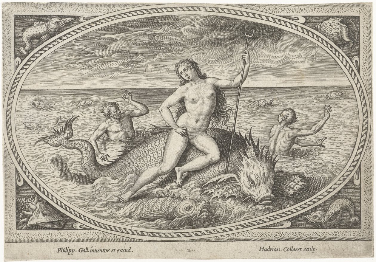 Amfitrit på en fisk Sea Gods (serietitel) af Adriaen Collaert
