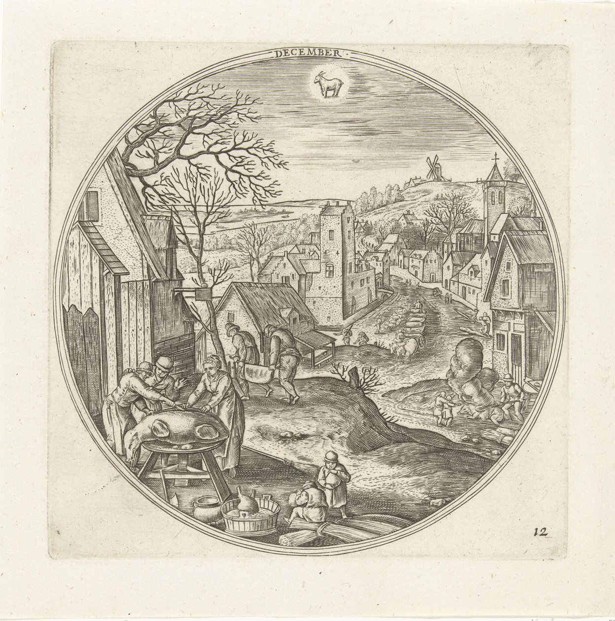 december De tolv måneder (serietitel) af Adriaen Collaert
