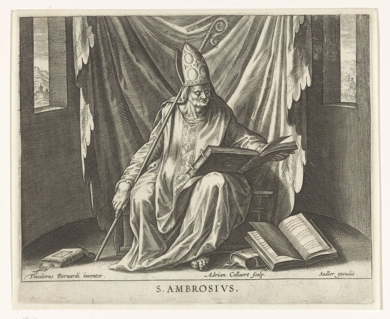 Kirkefader Ambrosius De fire kirkefædre (serietitel) af Adriaen Collaert