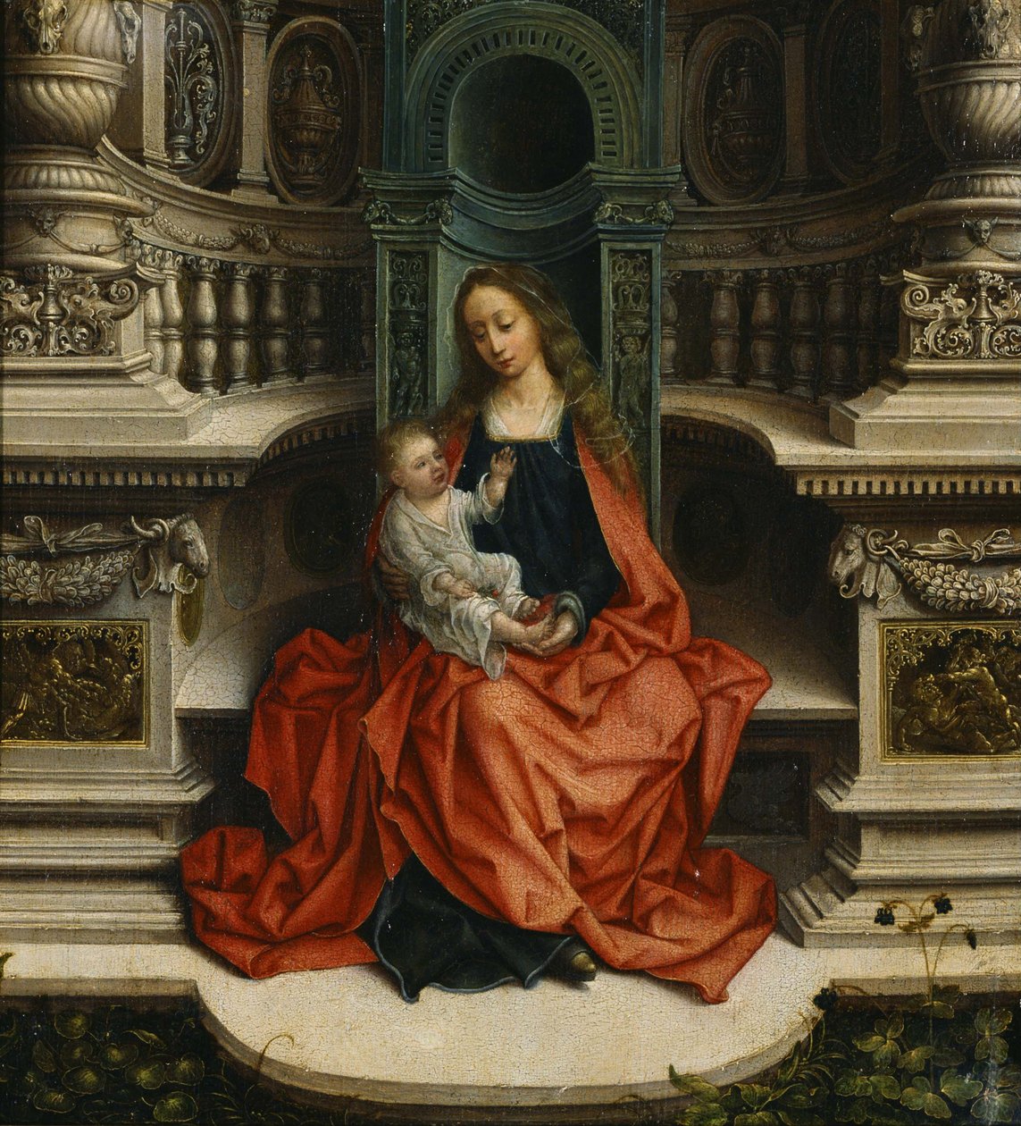 The Madonna and Child Enthroned, 1500-tallet af Adriaen Isenbrandt or Isenbrant