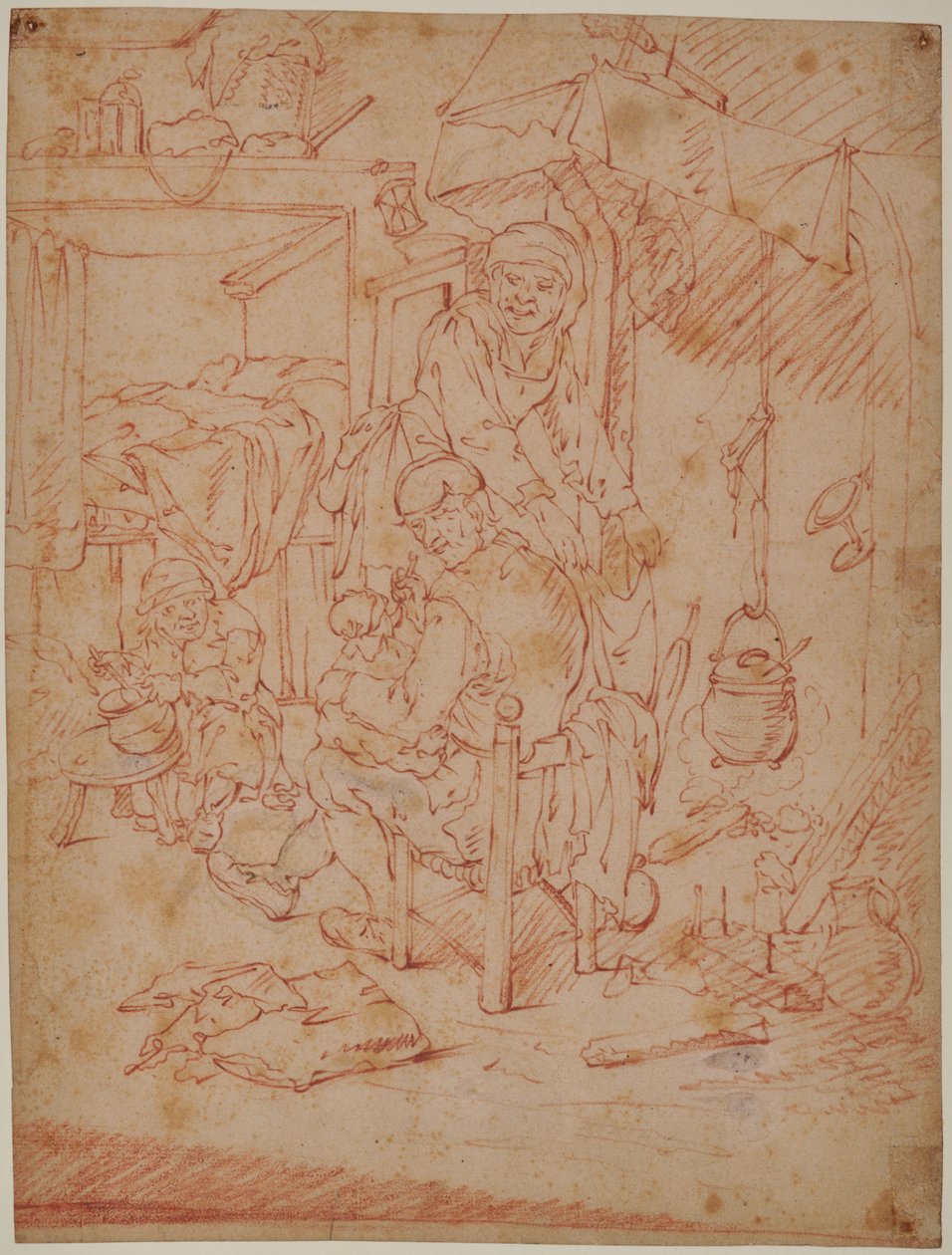 hollandsk interiør af Adriaen Jansz. van (attr. to) Ostade