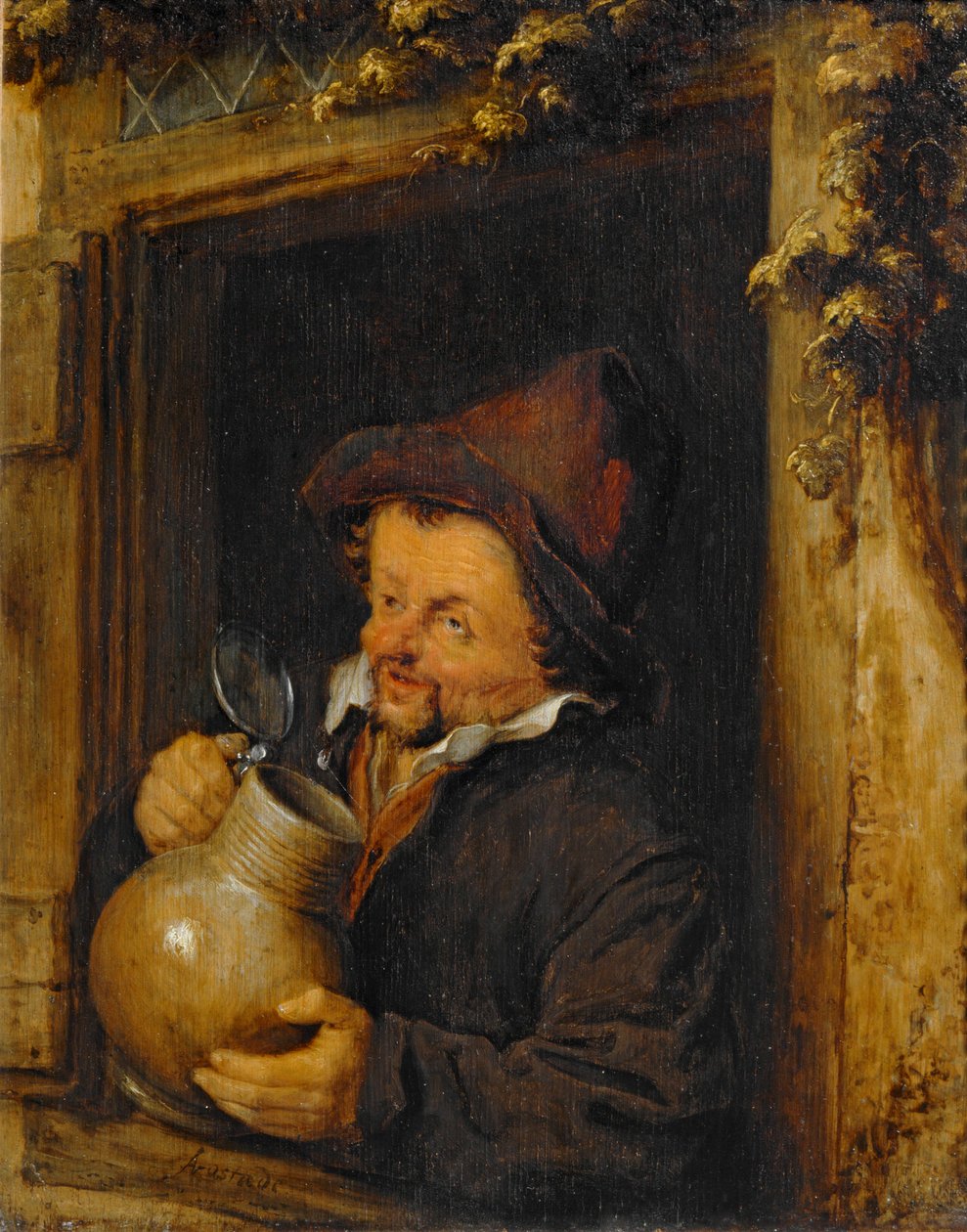 Drikkeren i vinduet ... af Adriaen Jansz. van Ostade