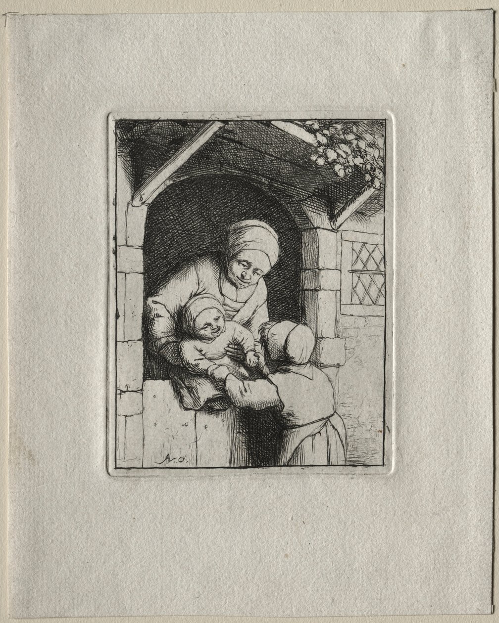 Mor og to børn. af Adriaen Jansz. van Ostade