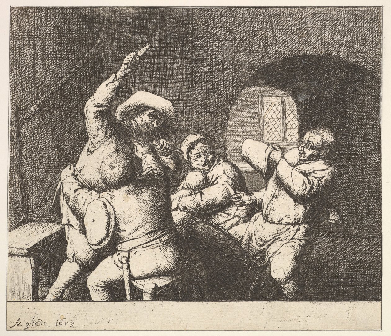 The Knife Thrust, 1610-85. af Adriaen Jansz. van Ostade