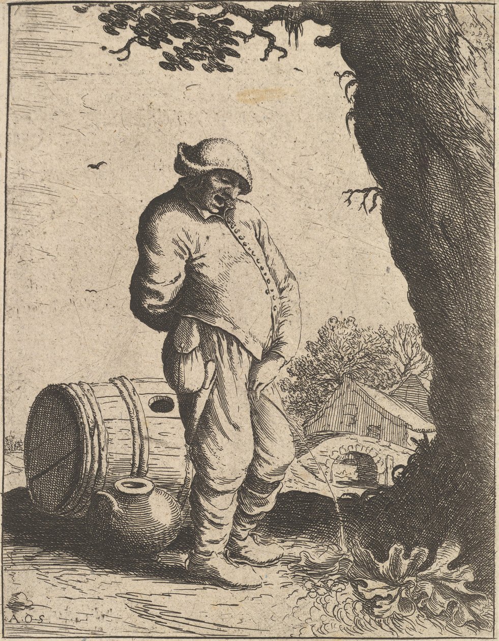 Den pissemand, 1610-85. af Adriaen Jansz. van Ostade