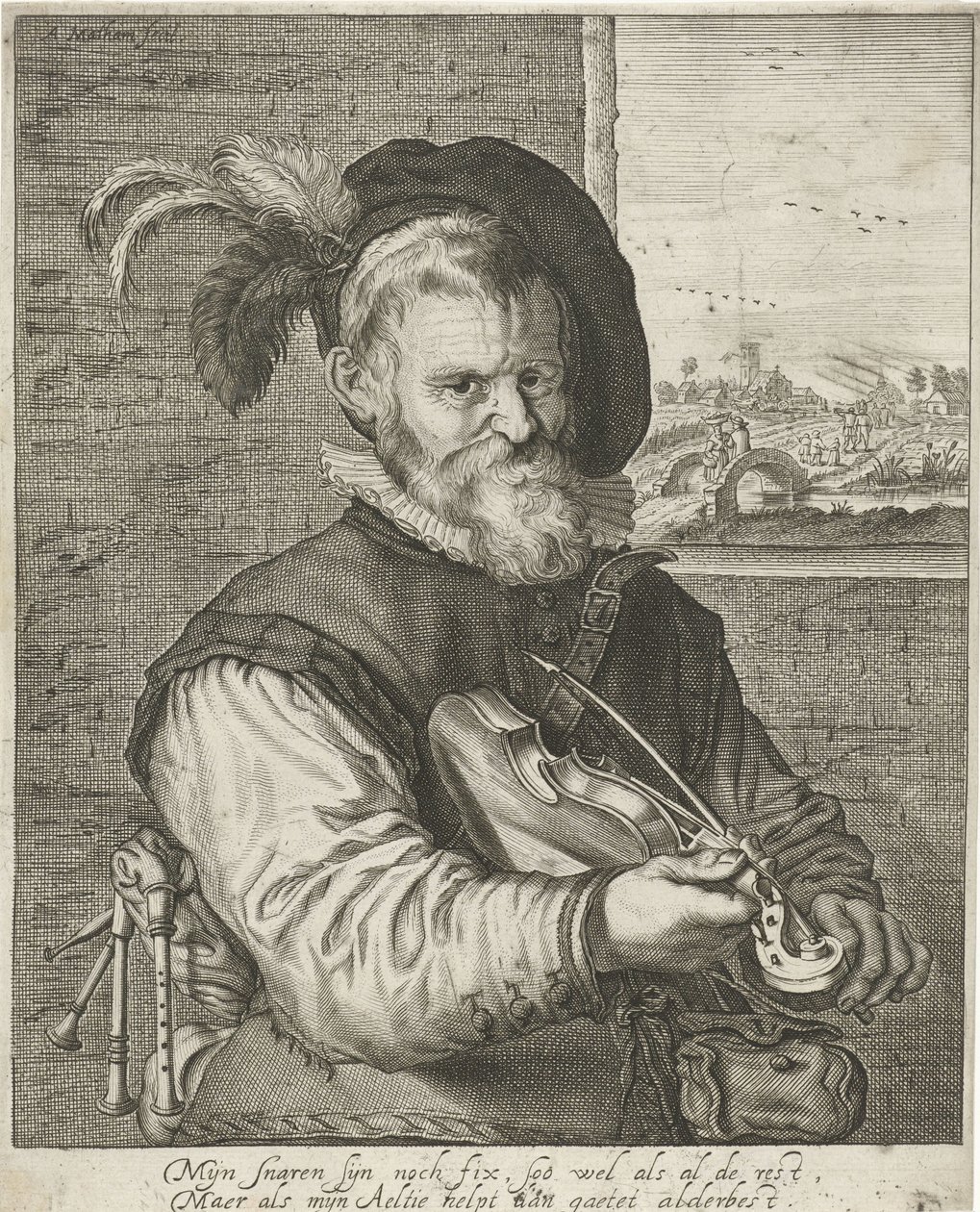 Gammel spillemand af Adriaen Matham