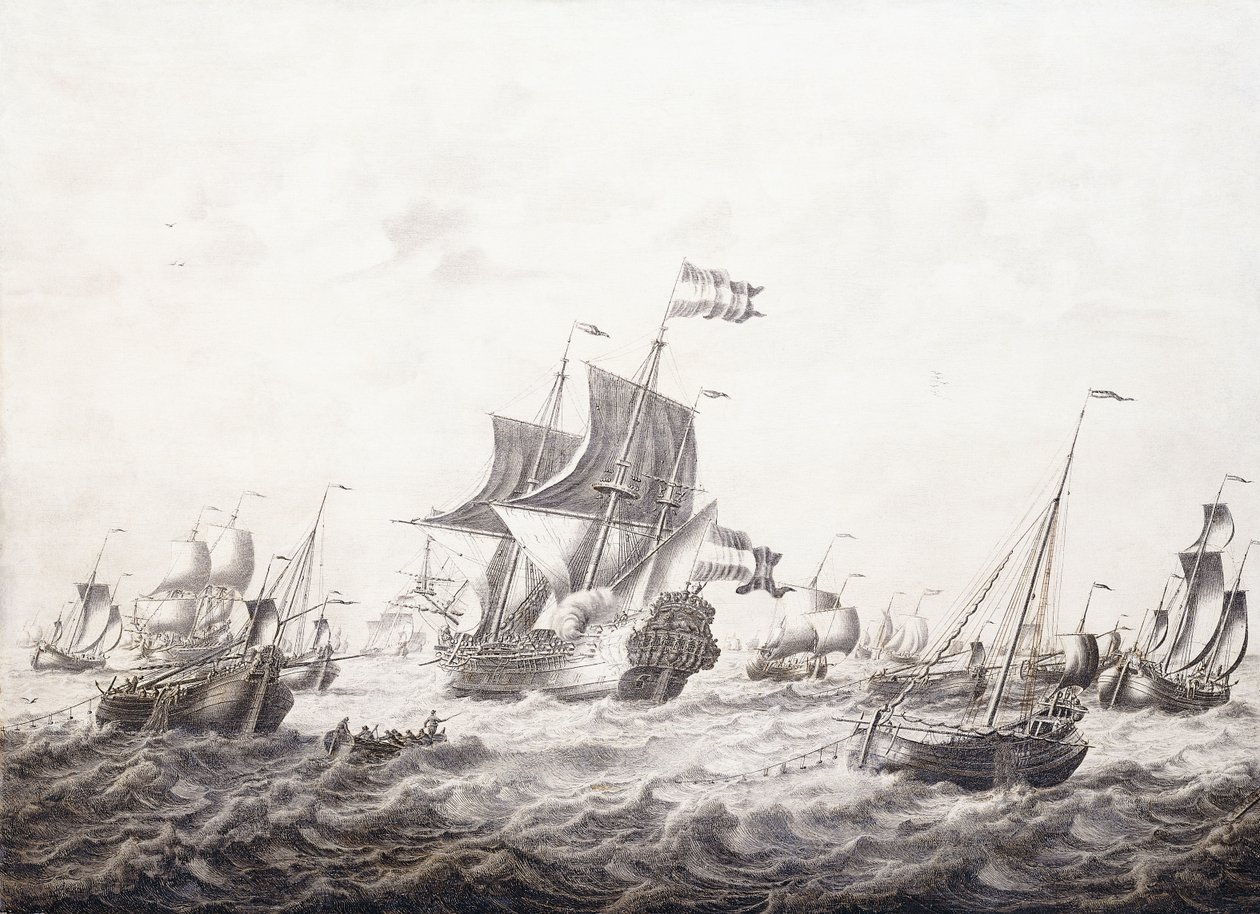 Krigsmænd, der bryder fiskernes net, af Adriaen van Salm