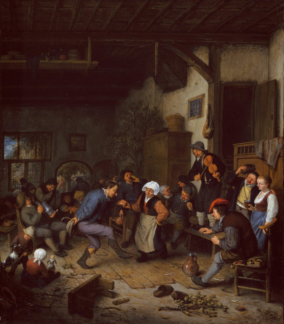 Merrymakere i en kro af Adriaen van Ostade