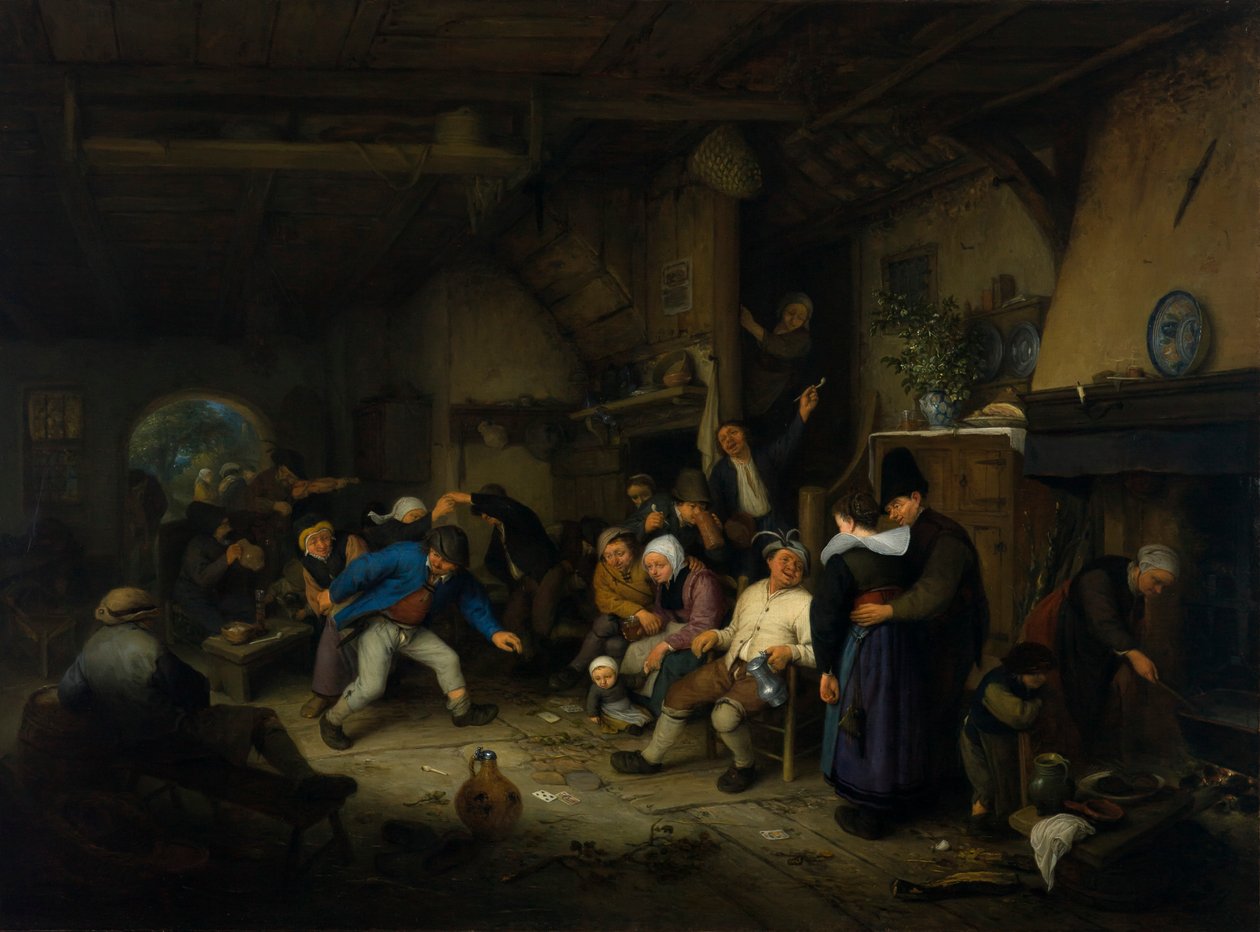 Bønder danser i et værtshus af Adriaen van Ostade