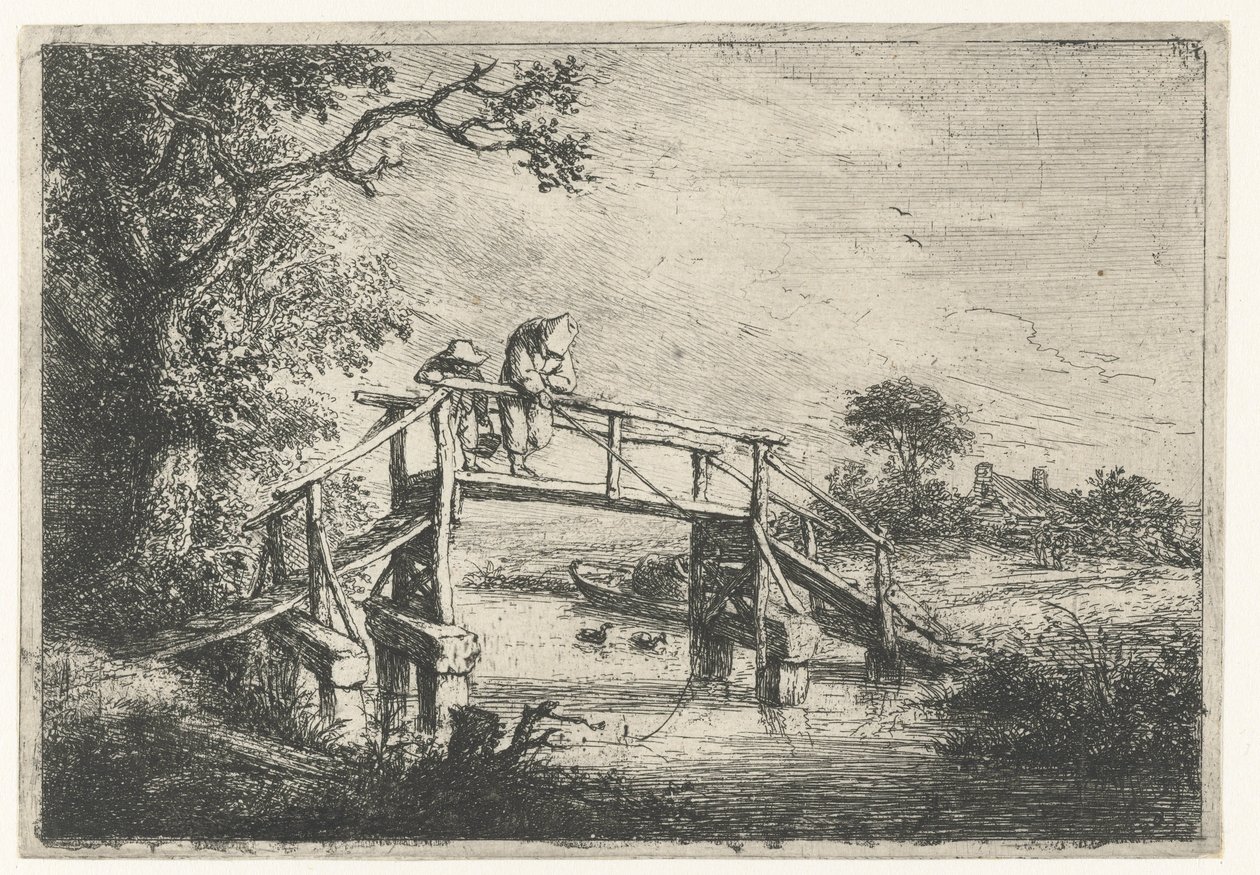 To fiskere på en bro lystfiskeren af Adriaen van Ostade