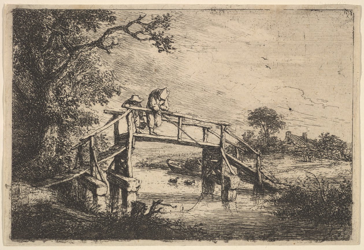 To lystfiskere på en bro, 1647. af Adriaen van Ostade