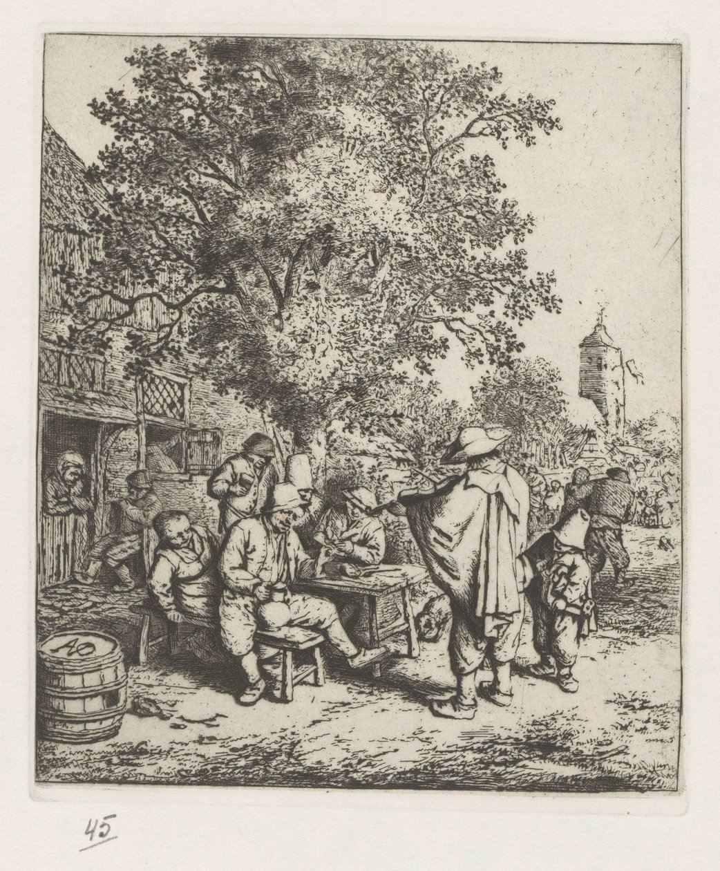 Spillemand og en ung liredrejer af Adriaen van Ostade