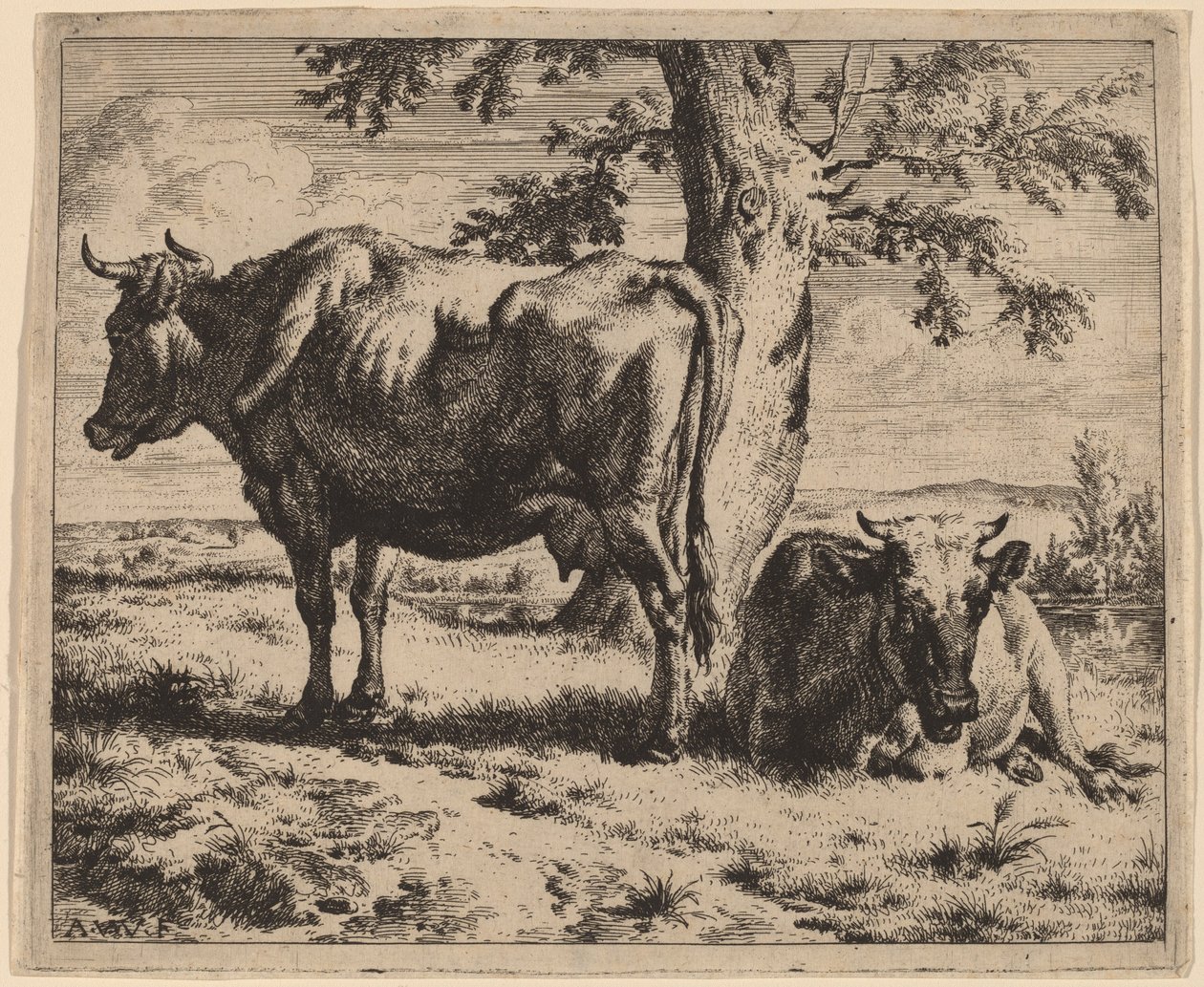 To køer under et træ af Adriaen van de Velde