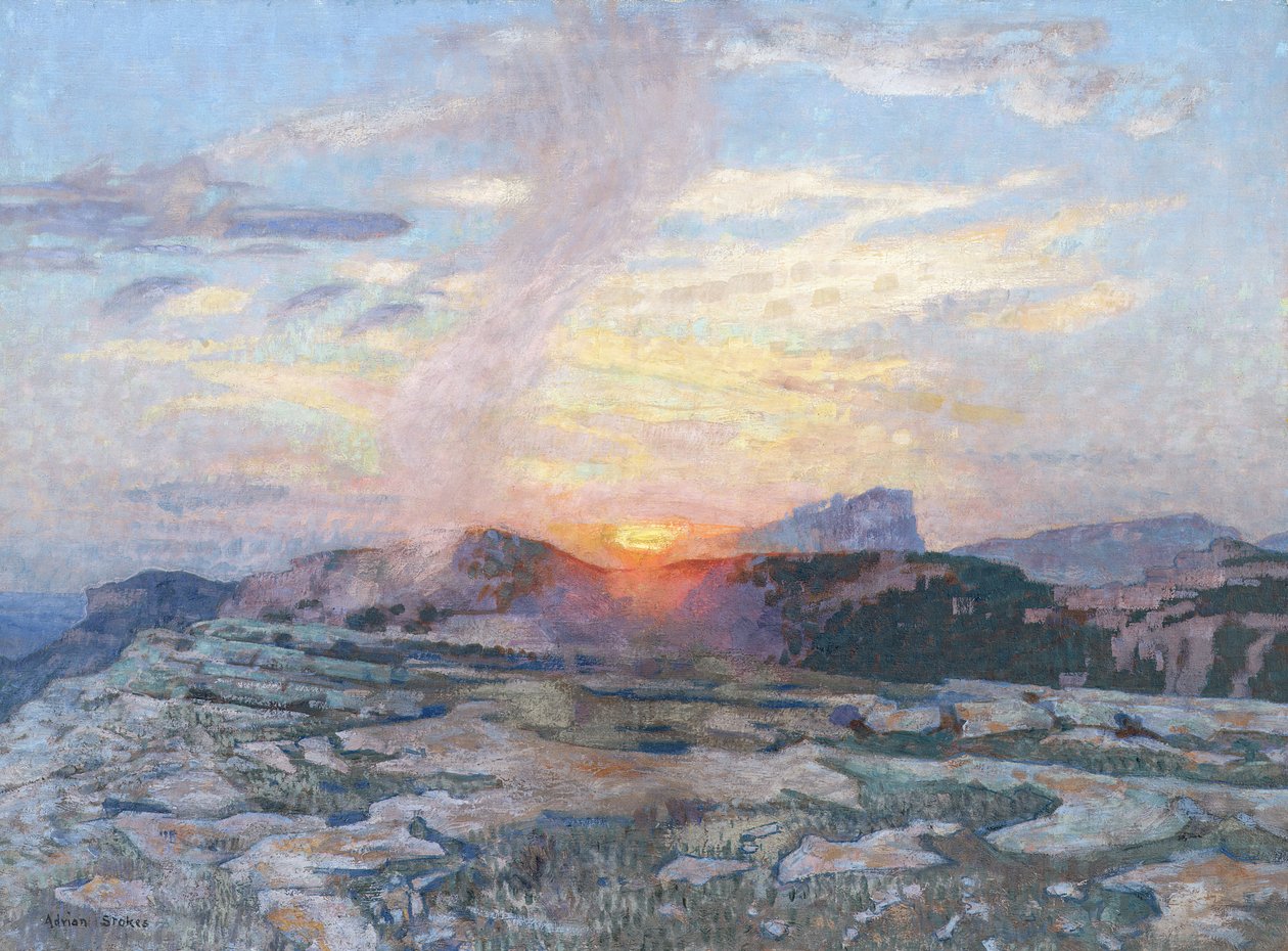 Solnedgang i Provence, ca. 1927 af Adrian Scott Stokes