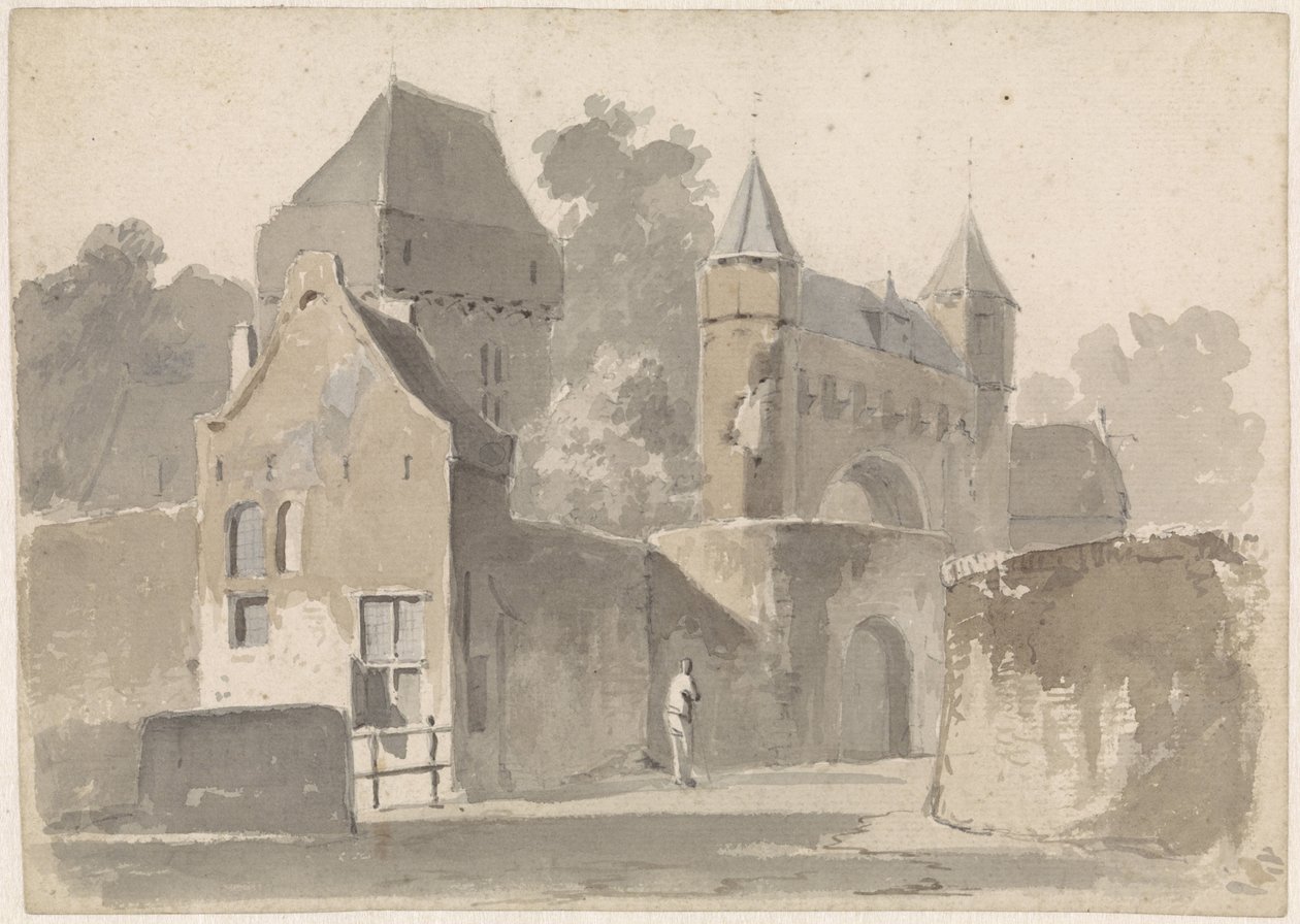Udsigt over en byport af Adrianus Eversen