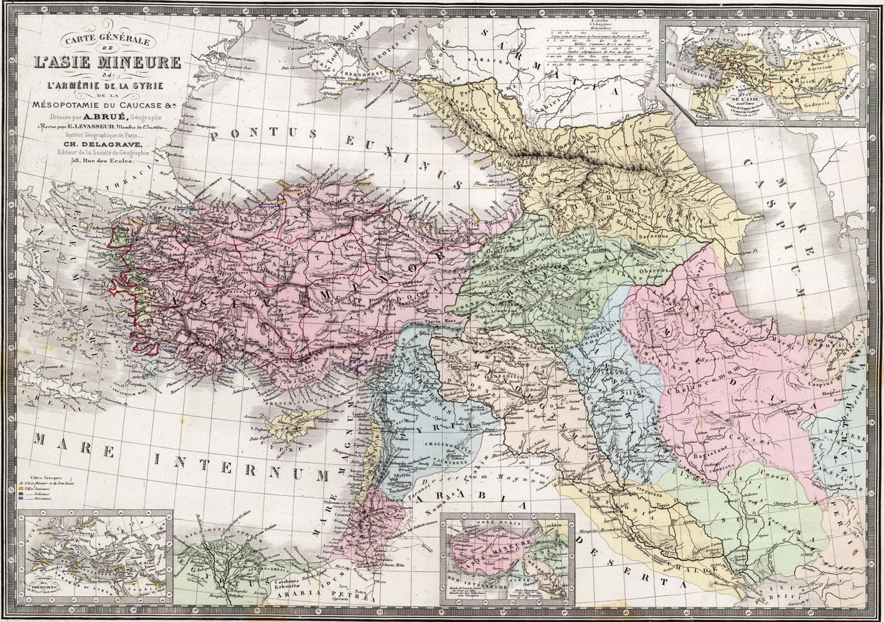 Generelt kort over Lilleasien, Armenien, Syrien, Mesopotamien, Kaukasus og A. af Adrien Hubert Brué