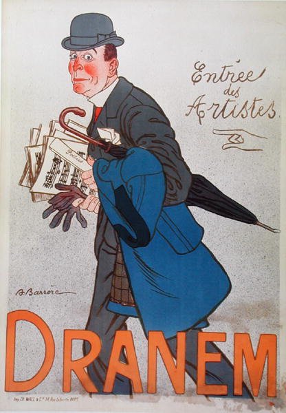 Plakat forestillende Dranem (1869-1935) (farve litho) af Adrien Barrere