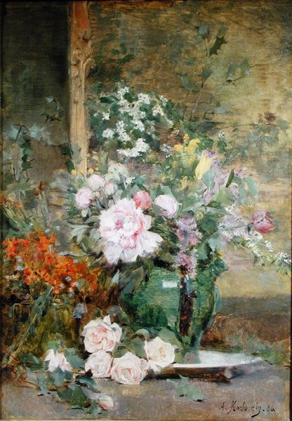 Stilleben med blomster af Adrien Karbowsky