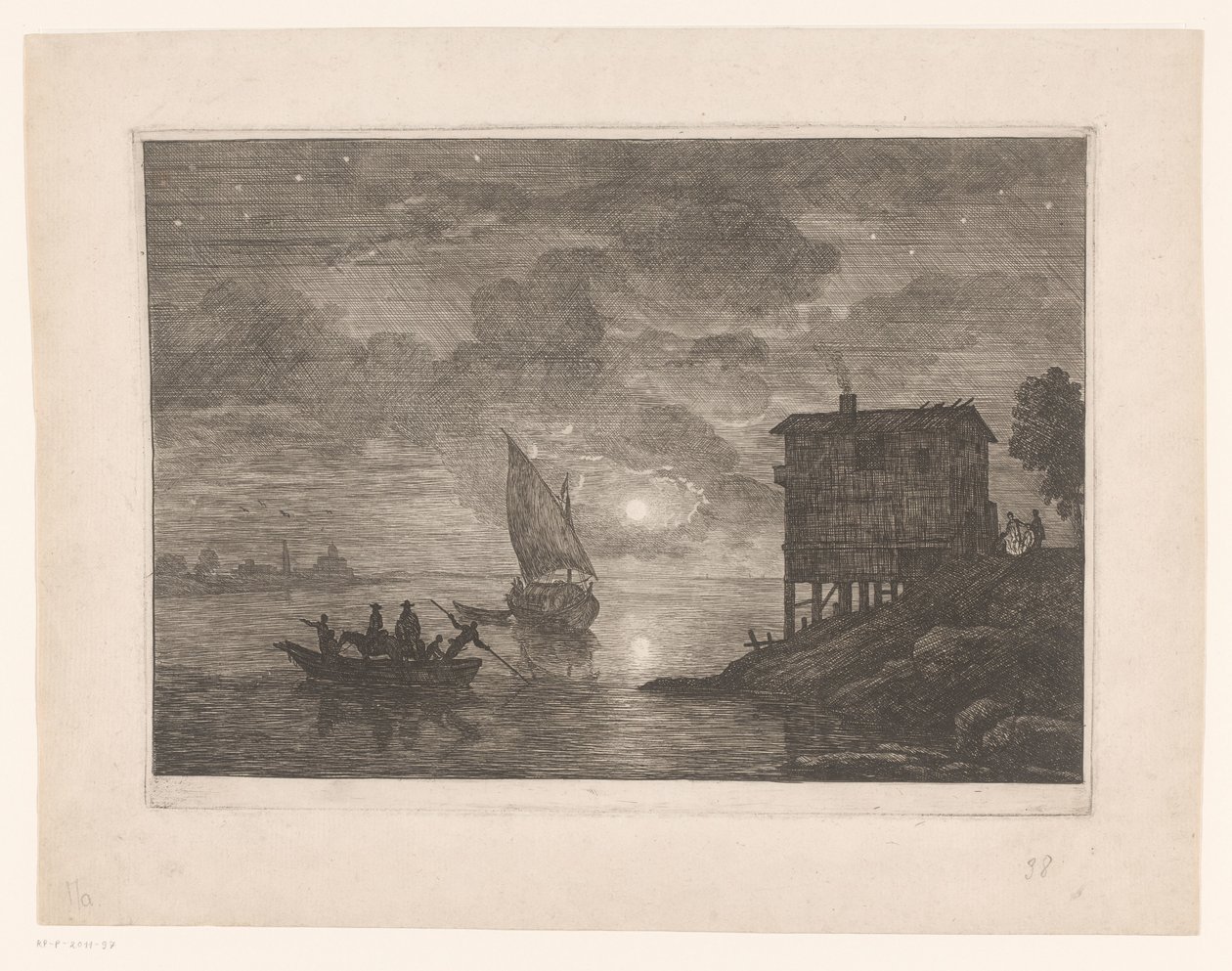Færge om natten le baco af Adrien Manglard (attributed to)