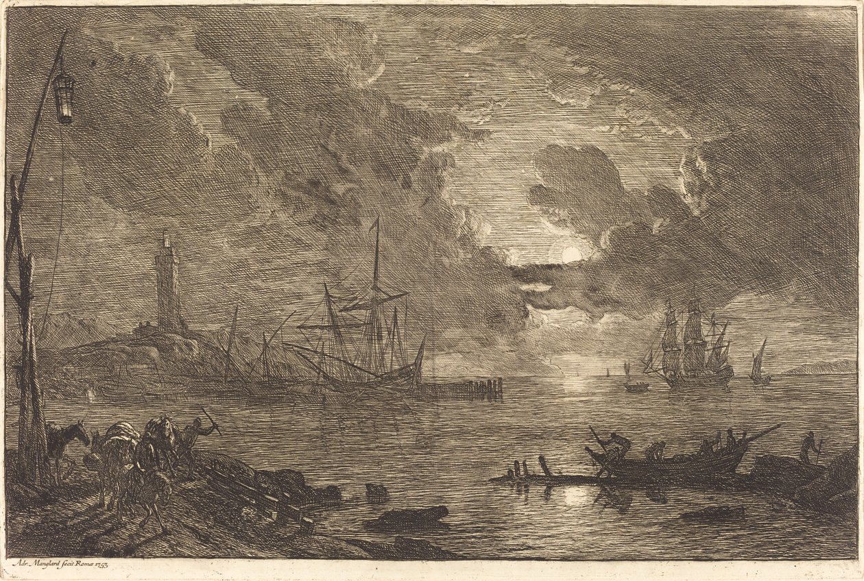 Havn ved måneskin af Adrien Manglard