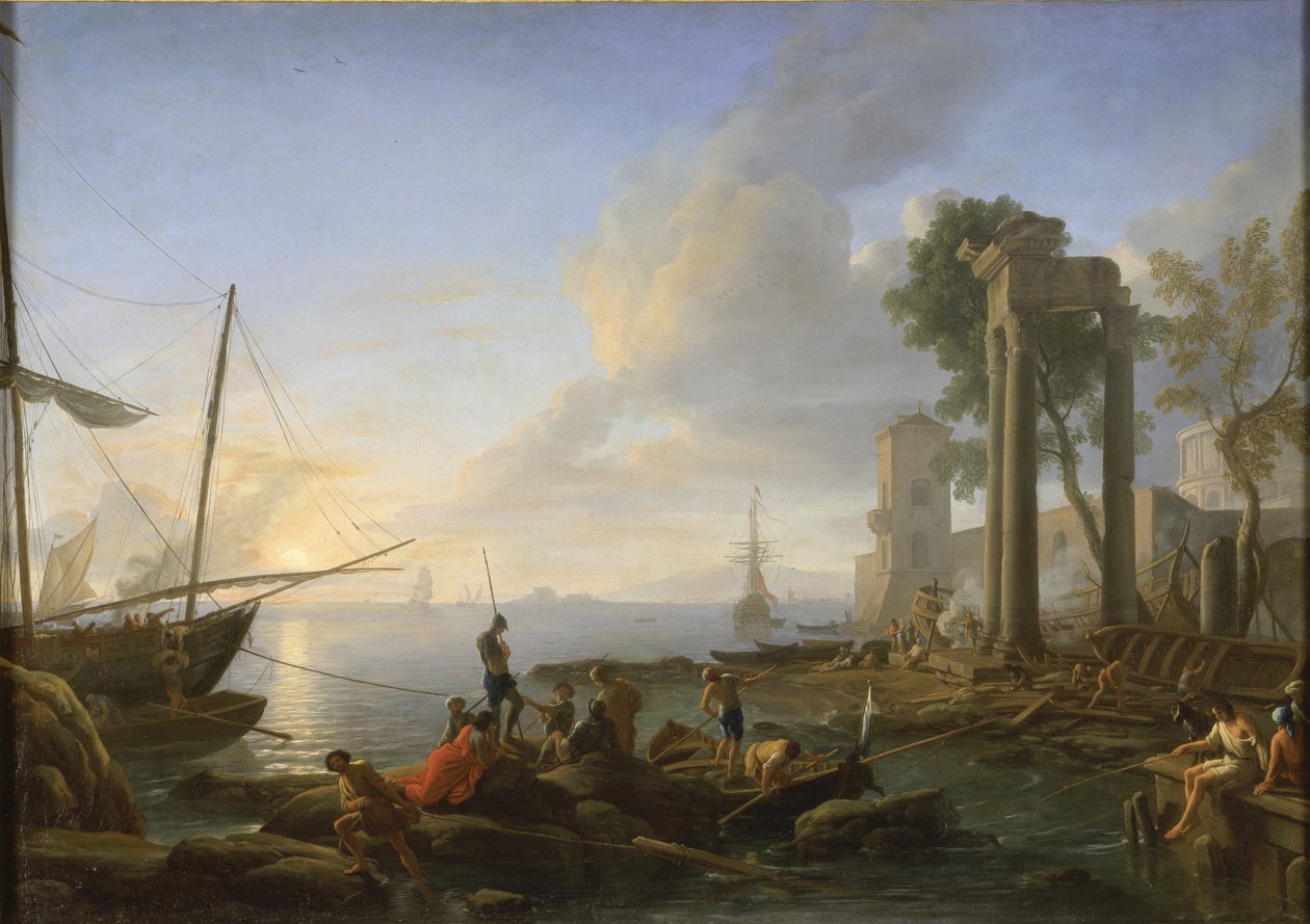 Marina ved solnedgang, 1726 af Adrien Manglard
