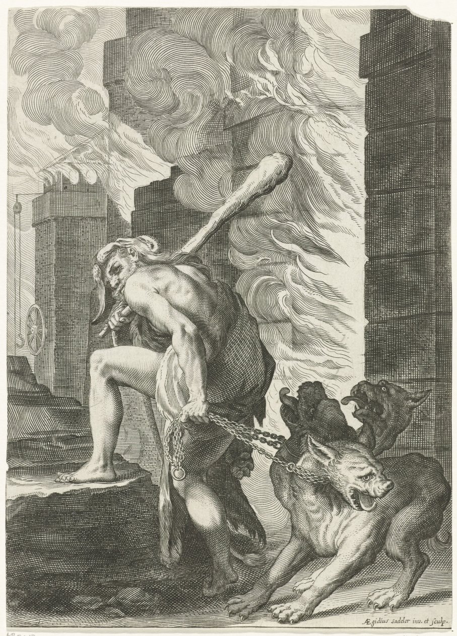 Hercules og Cerberus af Egidius  Sadeler (II)