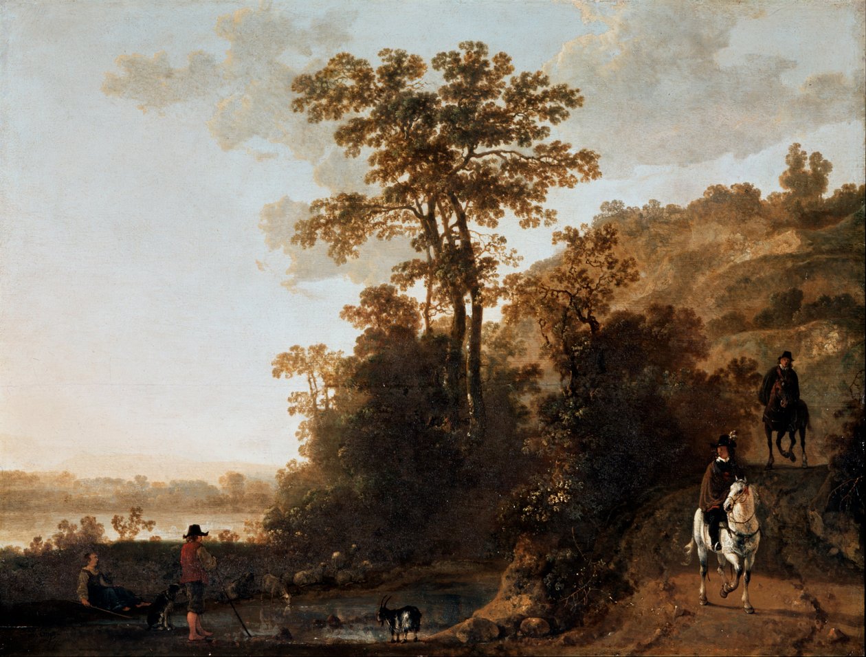 En aftentur nær en flod af Aelbert Cuyp