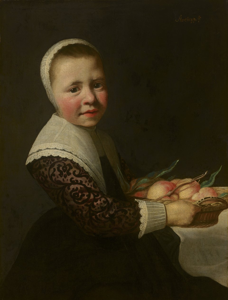 Portræt af en pige med ferskner af Aelbert Cuyp
