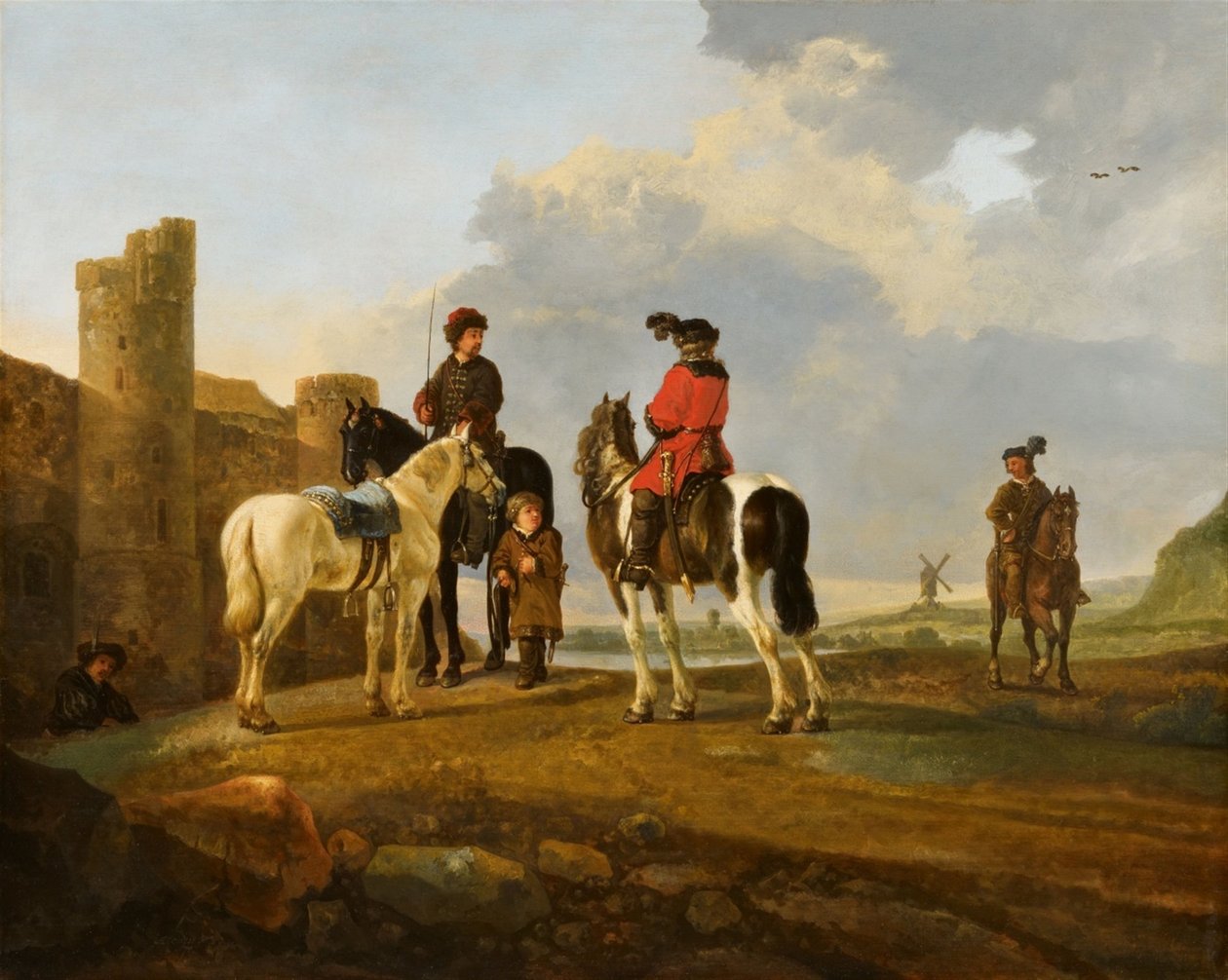 Riders at Rest by Burg Ubbergen af Aelbert Cuyp