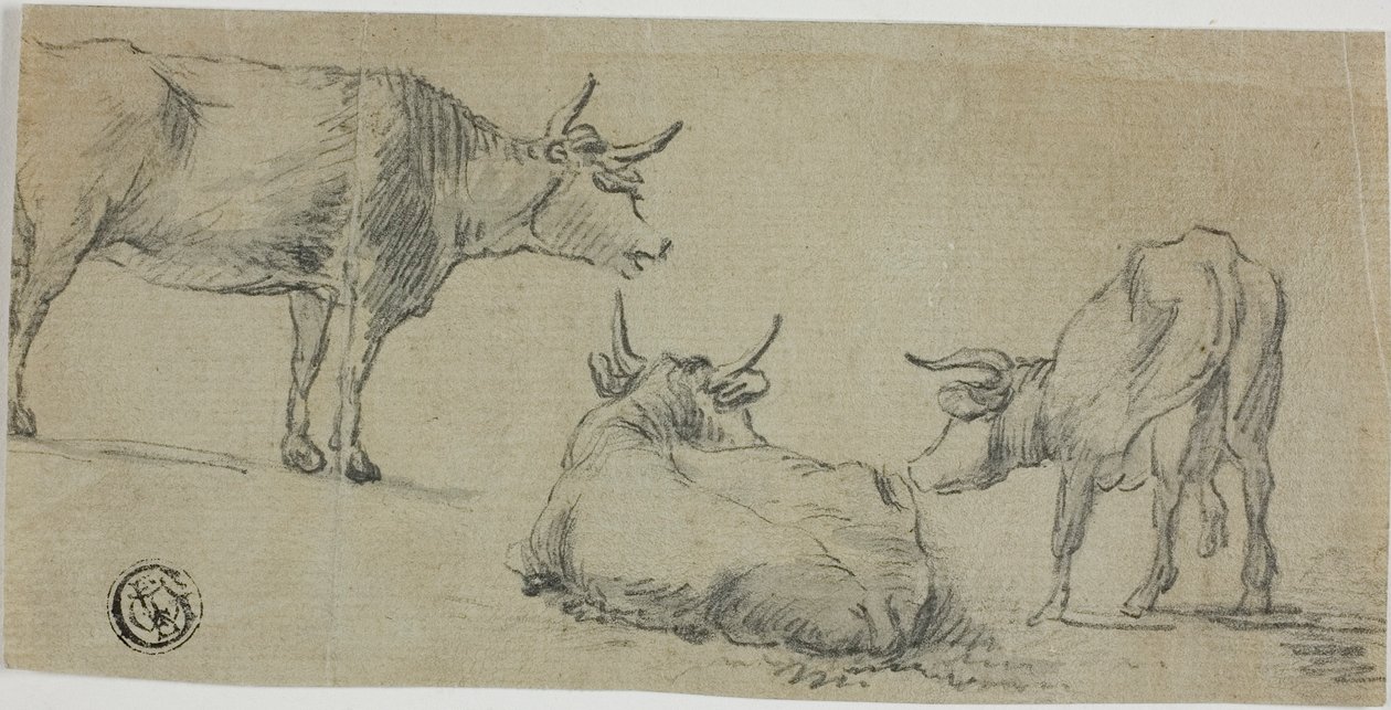 Tre skitser af køer af Aelbert Cuyp