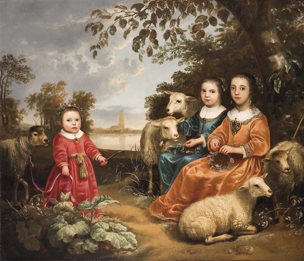 Tre piger med får i et landskab af Aelbert Cuyp