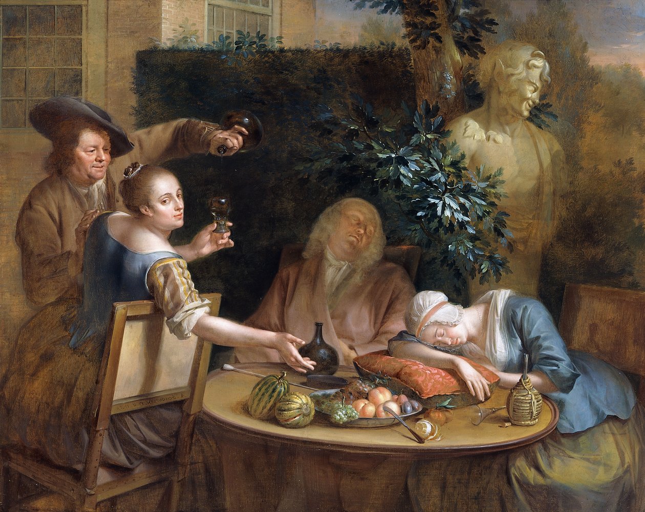 Et drikkeselskab i haven, 1739 af Aert Schouman
