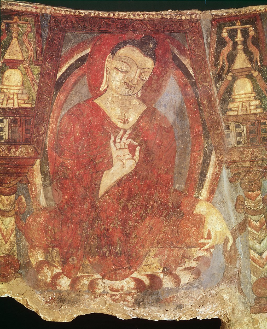 Buddha sidder på en lotus, 5.-6. århundrede af Afghan School