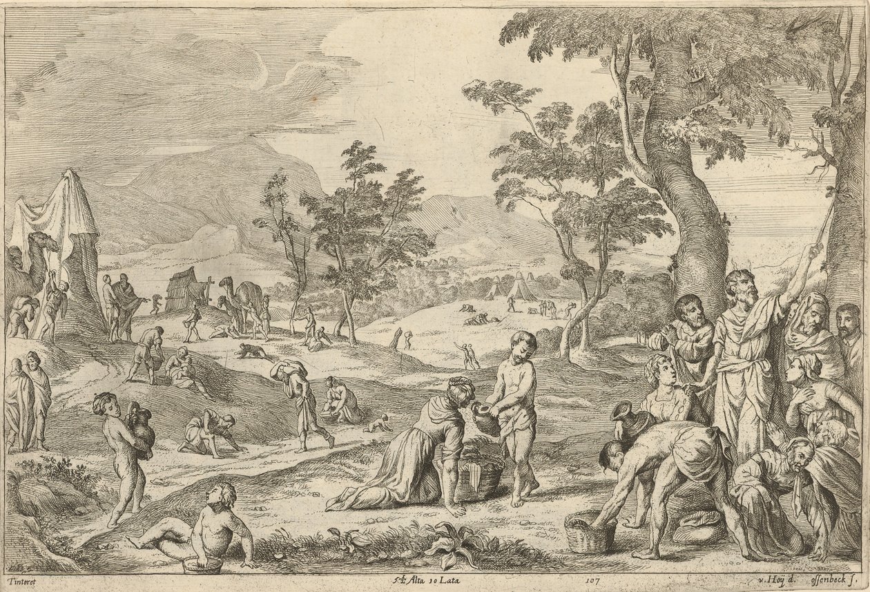 Israelitterne samler manna af After David Teniers the Younger