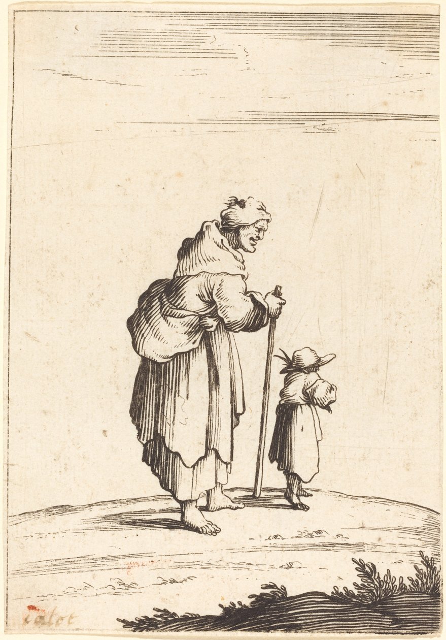 Tigger Kvinde og Barn af After Jacques Callot