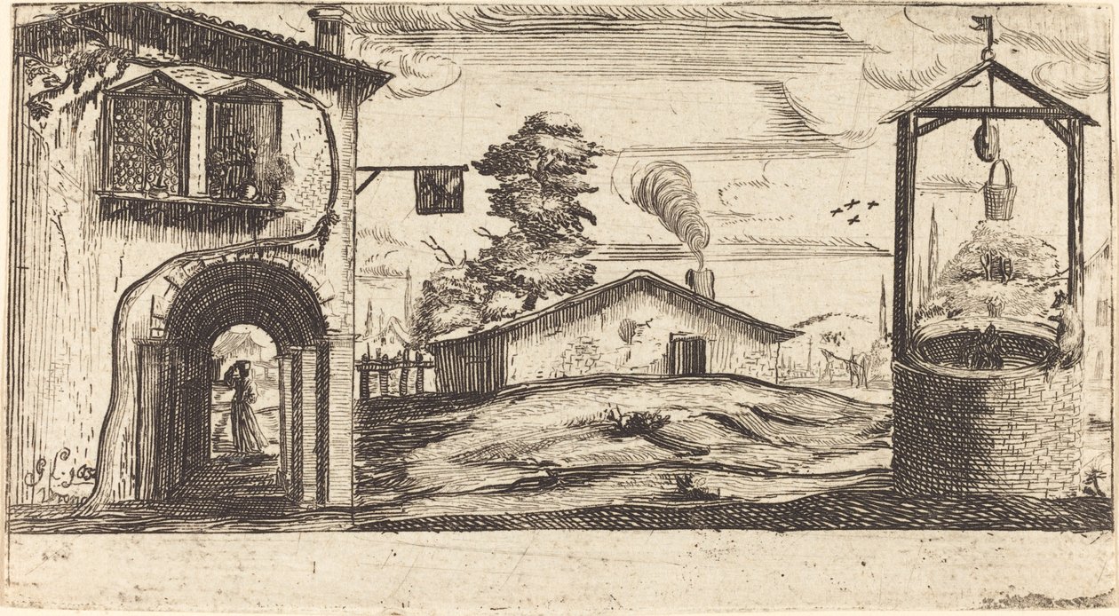 Landskab med en Brønd af After Jacques Callot