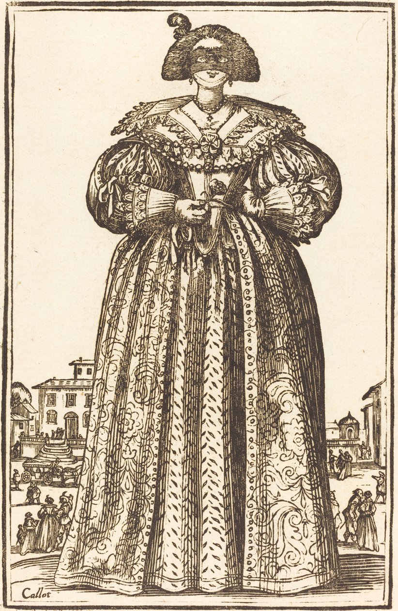 Maskeret adelig kvinde af After Jacques Callot