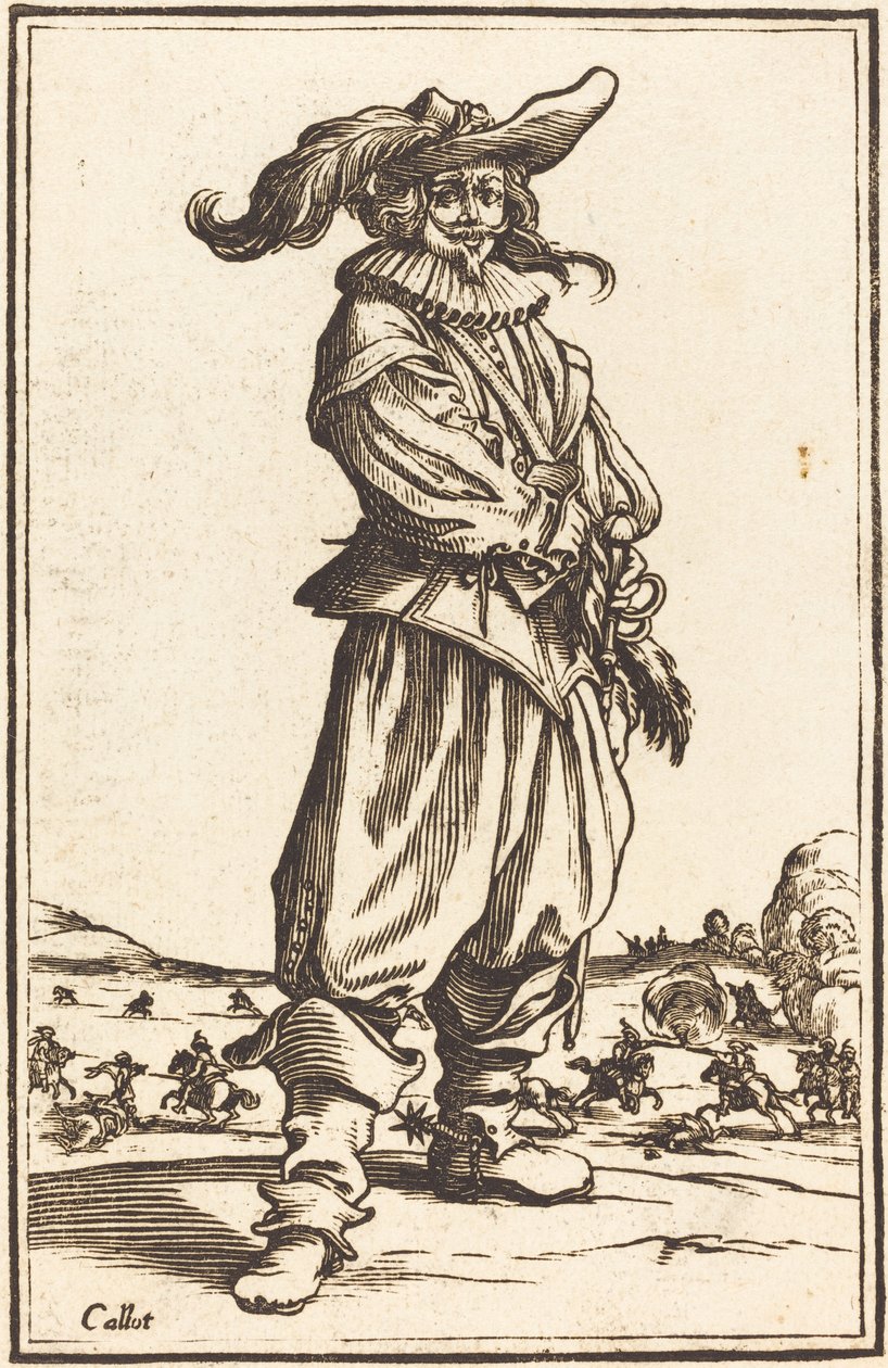 Soldat med fjerhue af After Jacques Callot