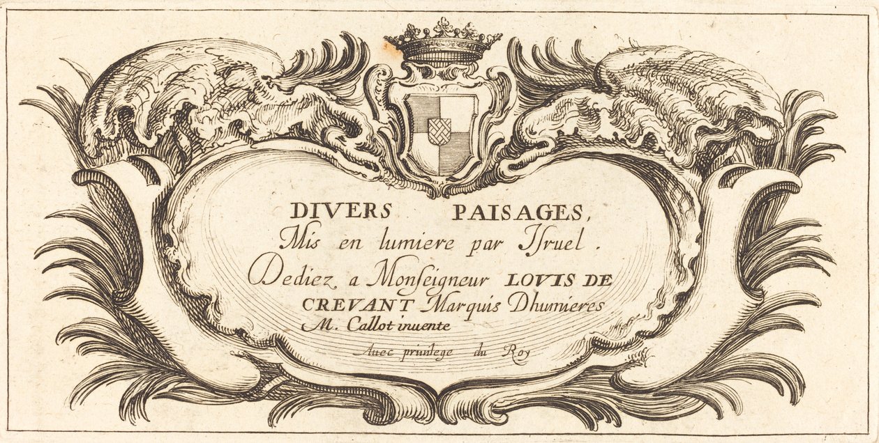 Titelside for "Forskellige landskaber" af After Jacques Callot