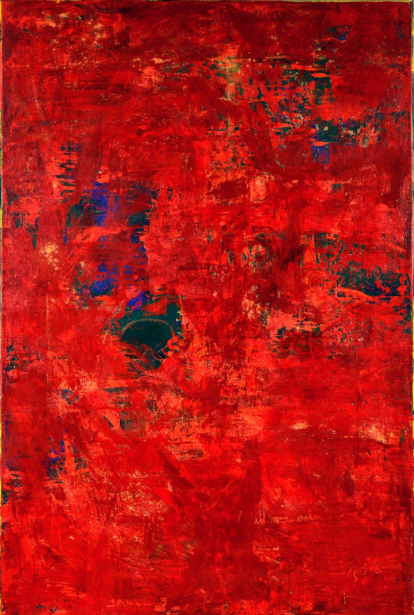E.T In Red, 2019 (olie på lærred) af Agnes Girardon